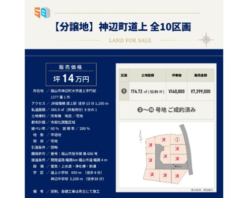 【分譲地】神辺町道上 全10区画 【分譲地】神辺町道上 全10区画